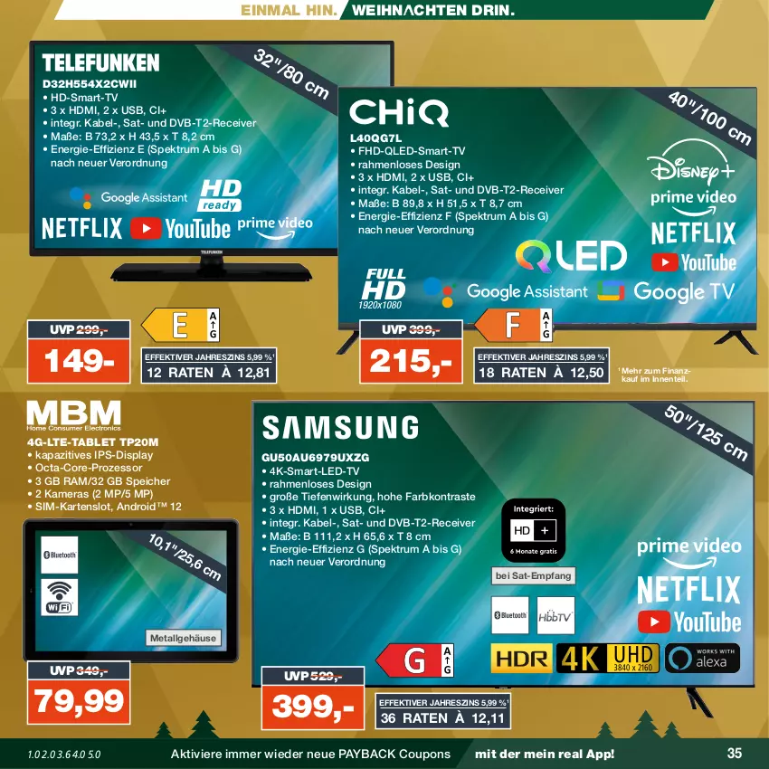 Aktueller Prospekt Real - von 11.12 bis 16.12.2023 - strona 35 - produkty: coupon, coupons, dvb, DVB-T, ente, HDMI, ips-display, kamera, Kameras, LG, payback, qled, Receiver, rum, sim, Spektrum, tablet, Ti, usb, weihnachten