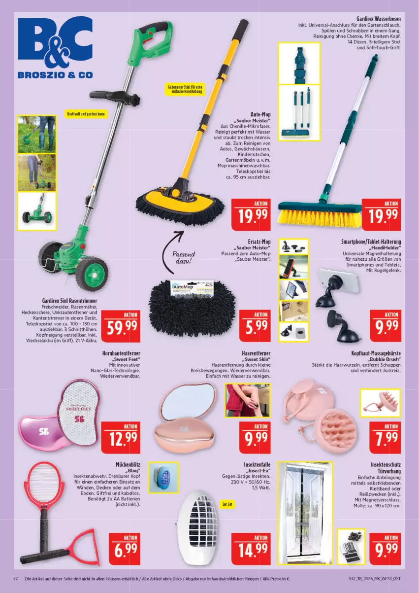 Aktueller Prospekt Marktkauf - Prospekt - von 26.04 bis 02.05.2026 - strona 32 - produkty: akku, auto, batterie, batterien, Brei, bürste, decke, eis, Garten, gartenmöbel, gartenschlauch, Haarentfernung, heckenschere, insektenschutz, Kinder, Kraut, Kugel, leine, LG, Meister, mikrofaser, möbel, rasen, rasenmäher, rasentrimmer, Reinigung, reis, ring, rwe, Schere, schlauch, sekt, smartphone, smartphones, Spülen, tablet, Tablets, Teleskop, teleskopstiel, Ti, wasser, weck