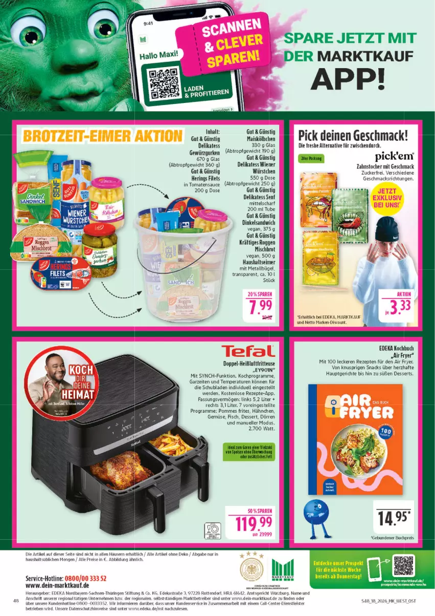 Aktueller Prospekt Marktkauf - Prospekt - von 26.04 bis 02.05.2026 - strona 48 - produkty: Astra, buch, bügel, deka, delikatess senf, dessert, desserts, discount, eimer, eis, elle, ente, erde, filet, filets, fisch, gewürz, Gewürzgurke, gewürzgurken, gurke, gurken, hering, Herings, HP, mac, mais, marken-discount, pommes, Pommes Frites, reis, rezept, rezepte, ring, sac, sandwich, sauce, schubladen, senf, snack, snacks, Ti, Tiere, tomate, tomaten, tomatensauce, wiener, würstchen, zucker
