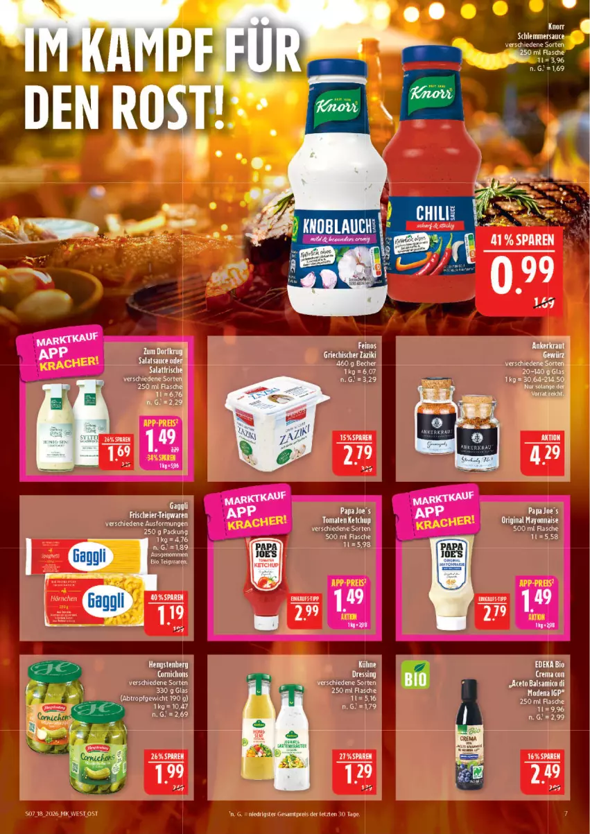 Aktueller Prospekt Marktkauf - Prospekt - von 26.04 bis 02.05.2026 - strona 7 - produkty: aceto, aceto balsamico, balsam, balsamico, bio, deka, edeka bio, eis, flasche, gin, hengstenberg, mayonnaise, reis, salat, salatsauce, sauce, schlemmersauce, tee, Ti, Yo, ZTE
