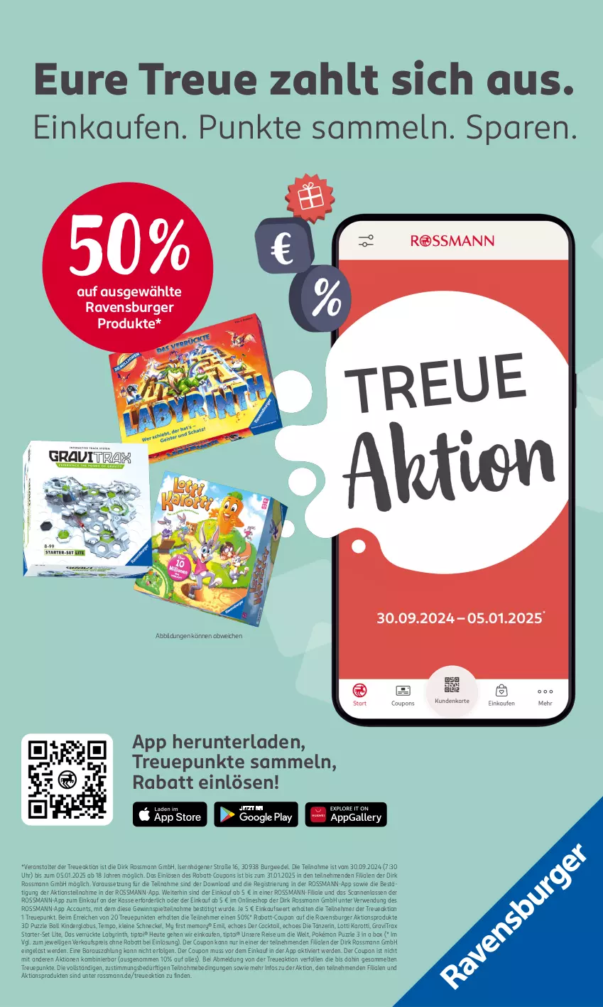 Aktueller Prospekt Rossmann - Prospekte - von 07.10 bis 11.10.2024 - strona 17 - produkty: ACC, ball, burger, cocktail, coupon, coupons, eis, erde, gewinnspiel, Heu, Kinder, leine, LG, Puzzle, rabatt-coupon, ravensburger, reis, rwe, Tempo, Ti, Tiptoi, uhr, wedel