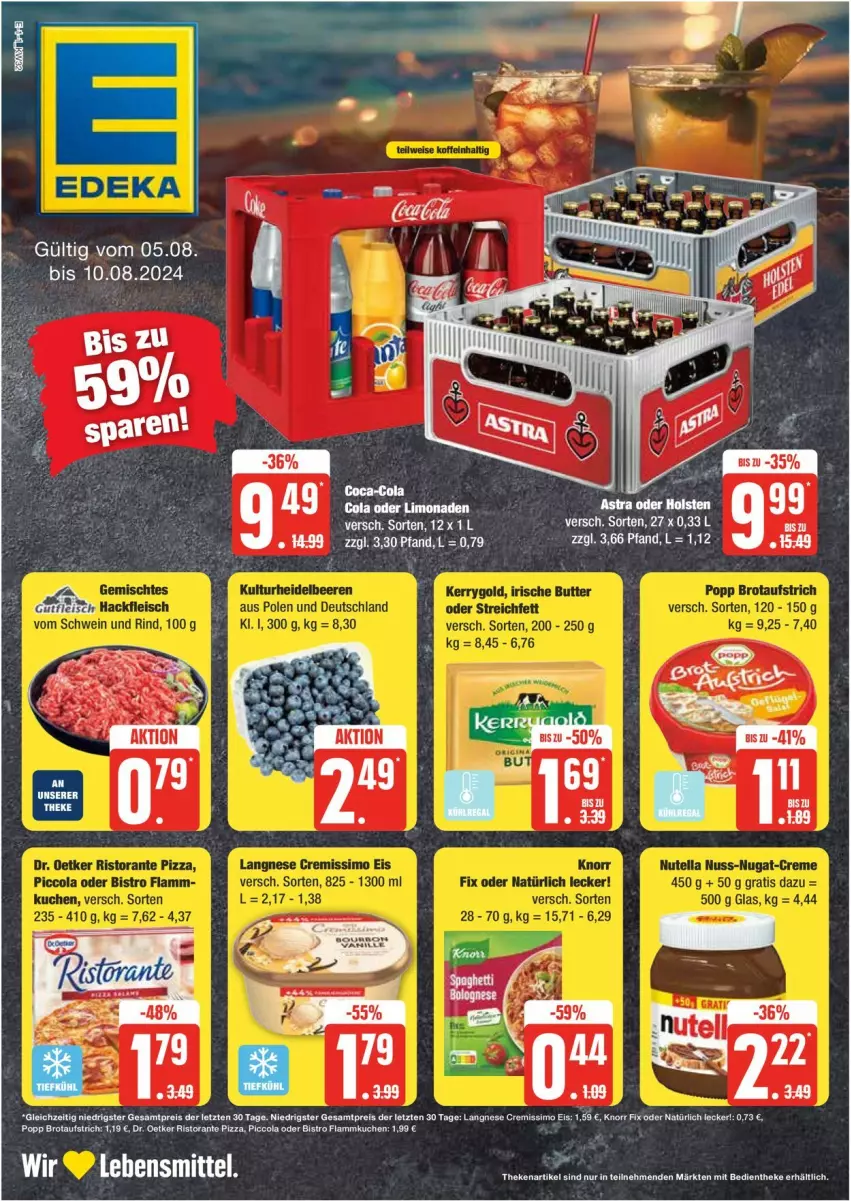 Aktueller Prospekt Edeka - Prospekte - von 05.08 bis 10.08.2024 - strona 1 - produkty: cremissimo, eis, knorr, knorr fix, langnese, langnese cremissimo, lebensmittel, reis, sim, Ti, ZTE