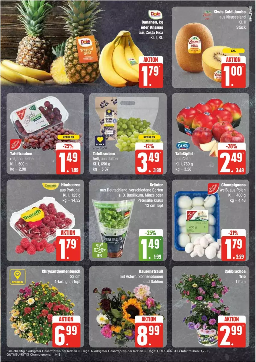 Aktueller Prospekt Edeka - Prospekte - von 05.08 bis 10.08.2024 - strona 7 - produkty: banane, bananen, beere, beeren, blume, blumen, champignon, champignons, chrysanthemen, eis, himbeer, himbeere, himbeeren, kräuter, LG, petersilie, reis, sonnenblume, sonnenblumen, tafeltrauben, Ti, topf, trauben, ZTE