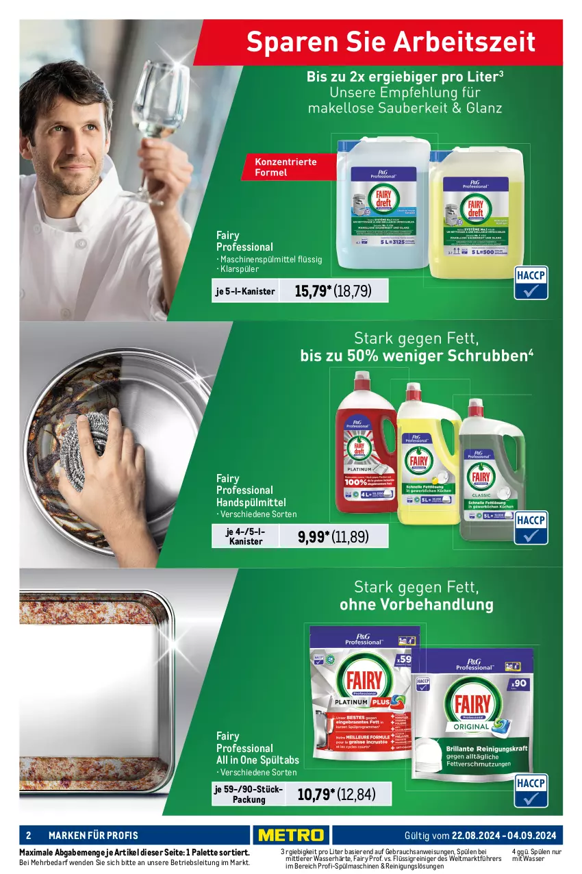 Aktueller Prospekt Metro - Starke Marken Profi - von 22.08 bis 04.09.2024 - strona 2 - produkty: allzweckreiniger, bio, biozidprodukte, eis, fairy, flasche, klarspüler, Meister, meister proper, Palette, Rauch, reiniger, Reinigung, rwe, sprühflasche, Spülen, spülmaschinen, spülmittel, Ti, wasser, weck