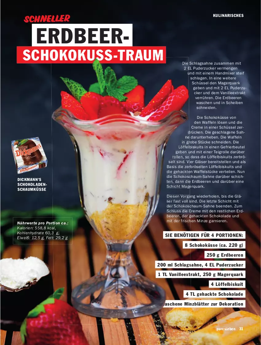 Aktueller Prospekt Hit - pures Leben - von 01.04 bis 30.09.2024 - strona 31 - produkty: beere, beeren, beutel, creme, dekoration, Dickmann's, elle, erdbeere, erdbeeren, garnier, gefrierbeutel, Gläser, handmixer, Löffel, Löffelbiskuits, minze, Mixer, quark, rwe, sahne, schlagsahne, schoko, schokolade, schokoladen, schüssel, Teigrolle, Ti, vanille, waffeln, ZTE, zucker