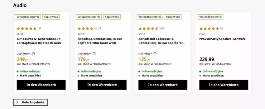 Aktueller Prospekt Saturn - Prospekte - von 21.08 bis 30.08.2023 - strona 10 - produkty: Apple, Apple AirPods, Apple AirPods Pro, In-Ear Kopfhörer, kopfhörer, korb, ndk, Pods, Ti, versandkostenfrei