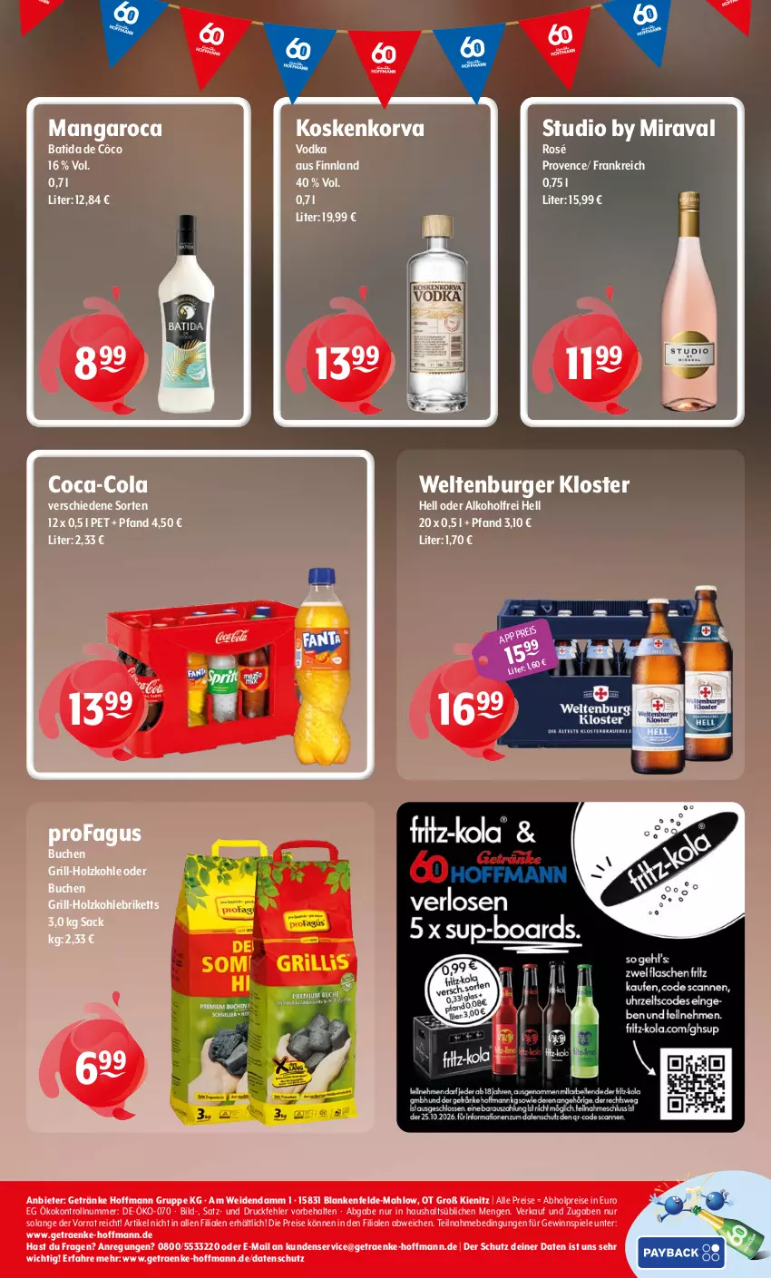 Aktueller Prospekt Getraenke Hoffmann - Prospekte - von 12.10 bis 17.10.2026 - strona 8 - produkty: abholpreise, alkohol, batida, batida de côco, briketts, buch, burger, coca-cola, cola, eis, getränk, getränke, gewinnspiel, grill, grill-holzkohle, Holz, holzkohle, mangaroca, profagus, reis, sac, Spiele, Ti, vodka