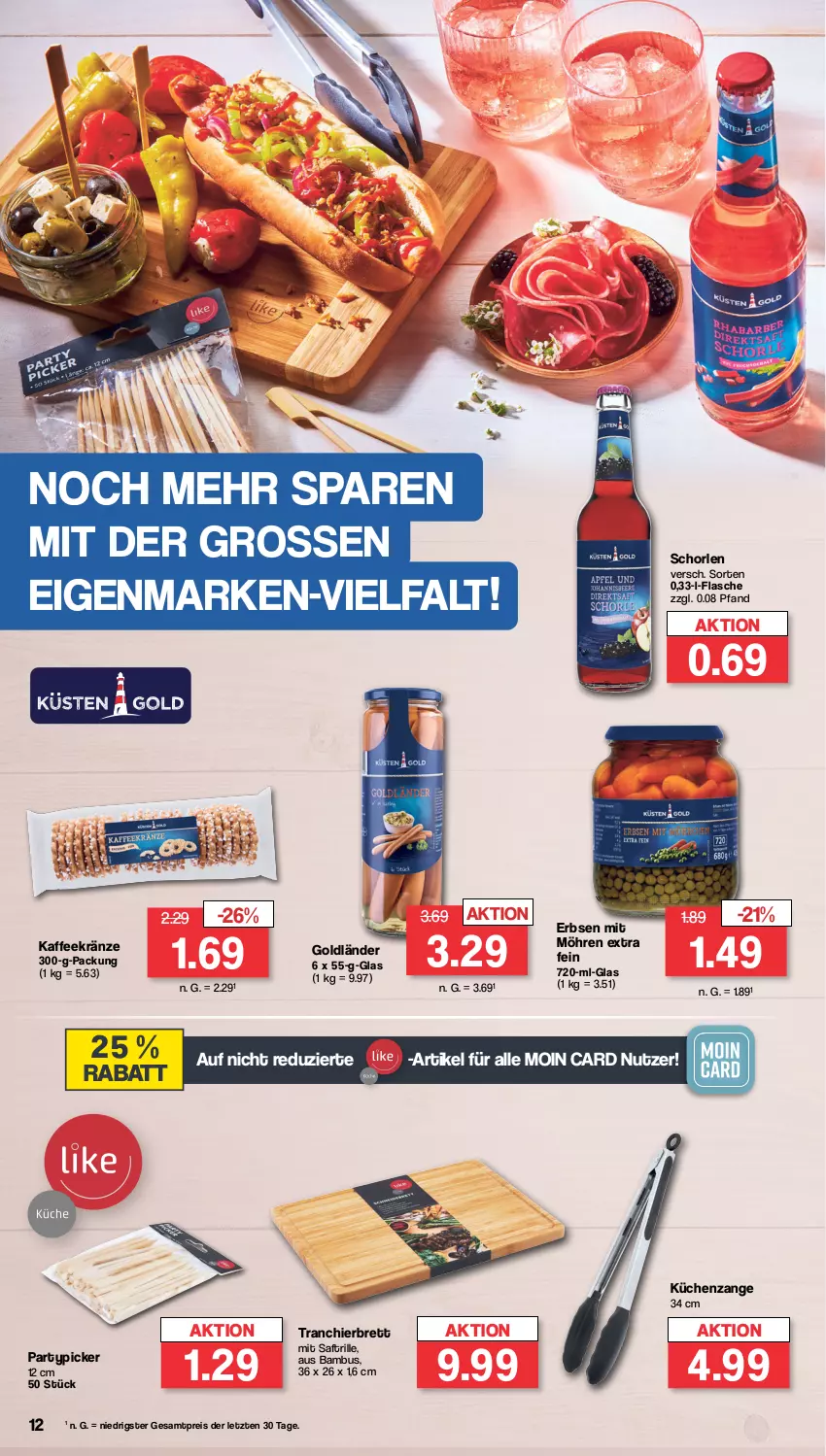 Aktueller Prospekt Famila - Prospekte - von 04.03 bis 09.03.2024 - strona 12 - produkty: bambus, eis, erbsen, flasche, kaffee, küche, Küchen, möhren, reis, saft, schorle, Ti, Tranchierbrett, ZTE