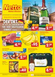 Gazetka promocyjna Netto Marken-Discount - Filial-Angebote - Gazetka - ważna od 01.10 do 01.10.2022 - strona 1 - produkty: angebot, banane, bananen, bestpreis, bitburger, bohne, burger, butter, ecco, eier, eis, fisch, fischstäbchen, frucht, fruchtsecco, gin, iglo, jacobs, jacobs krönung, kaffee, maggi, maggi fix, ndk, oder radler, pils, premium pils, radler, reis, rotkäppchen, schwein, schweine, sekt, Streichzart, Ti, versandkostenfrei, weihenstephan, wein, weine, ZTE