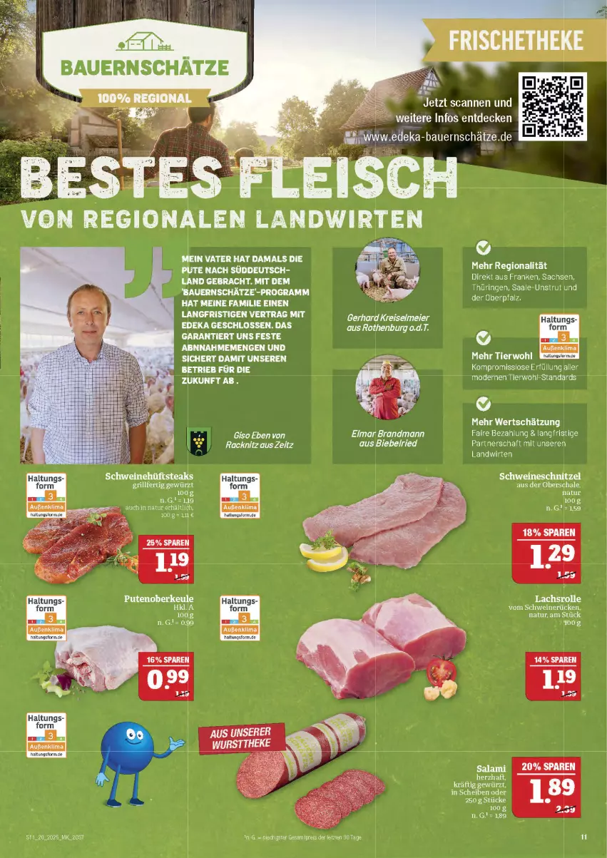 Aktueller Prospekt Marktkauf - Prospekt - von 11.05 bis 17.05.2025 - strona 11 - produkty: erde, gewürz, hüftsteak, hüftsteaks, lachs, Lachsrolle, Mode, natur, pute, Putenoberkeule, sac, salami, Schal, Schale, schnitzel, schwein, schweine, schweinerücken, schweineschnitzel, siena, steak, steaks, Ti, wein, weine, Yo