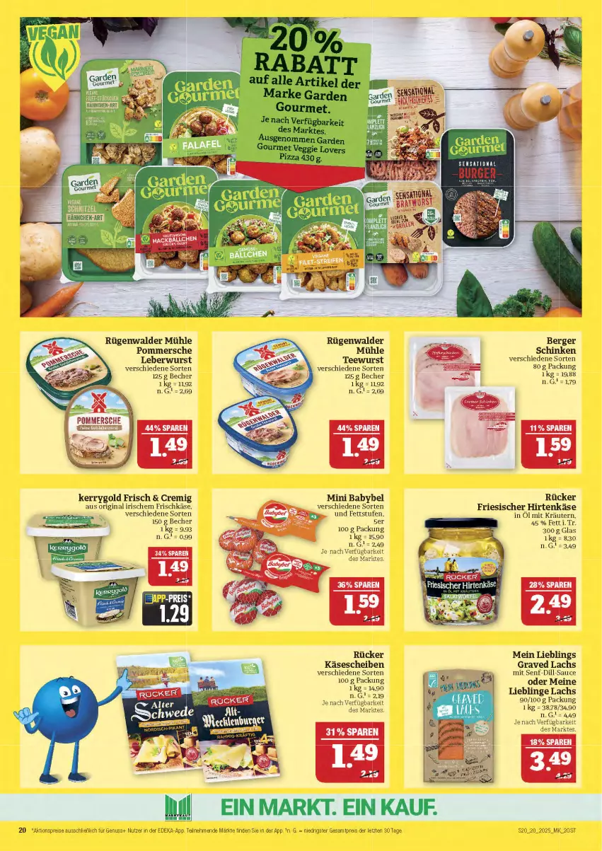 Aktueller Prospekt Marktkauf - Prospekt - von 11.05 bis 17.05.2025 - strona 20 - produkty: aktionspreis, babybel, Becher, Berger, burger, deka, eis, friesischer hirtenkäse, frischkäse, gin, Graved Lachs, hirtenkäse, Käse, käsescheiben, kerrygold, kräuter, kräutern, lachs, leberwurst, mini babybel, nuss, Pommersche, reis, rügenwalder, rügenwalder mühle, sauce, schinken, senf, tee, teewurst, Ti, wurst, ZTE