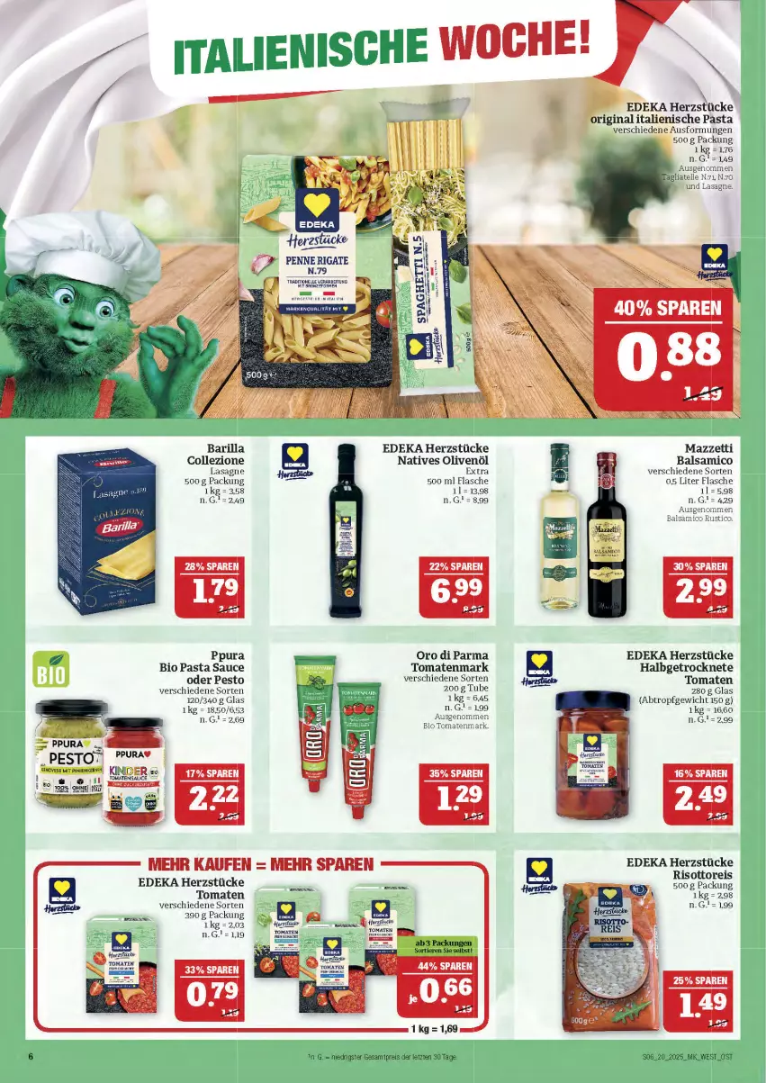 Aktueller Prospekt Marktkauf - Prospekt - von 11.05 bis 17.05.2025 - strona 6 - produkty: balsam, balsamico, barilla, bio, deka, dip, eis, elle, flasche, Getrocknete Tomaten, gin, italienische pasta, Kinder, lasagne, natives olivenöl, olive, oliven, olivenöl, olivenöl extra, pasta, Pasta Sauce, penne, penne rigate, pesto, reis, risotto, sauce, Ti, tomate, tomaten, tomatenmark, tomatensauce, ZTE