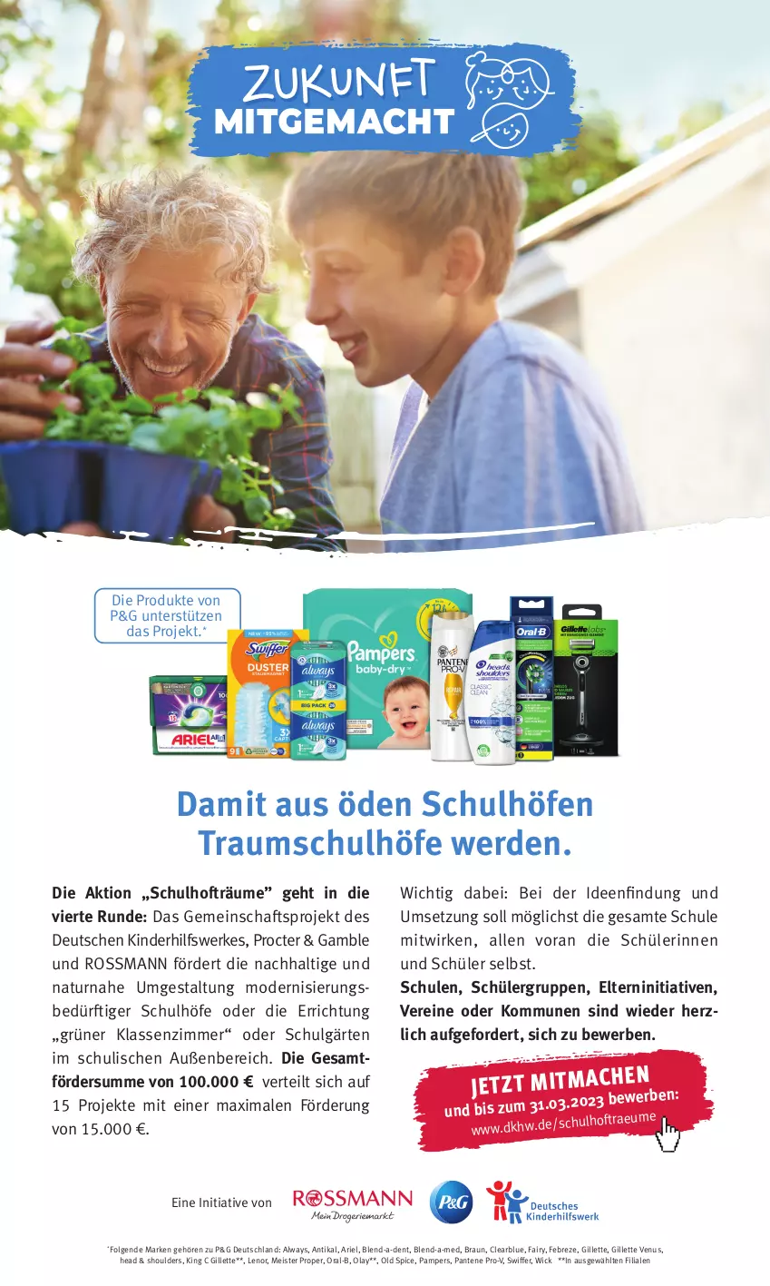 Aktueller Prospekt Rossmann - Prospekte - von 16.01 bis 20.01.2023 - strona 17 - produkty: Alwa, Always, ariel, blend-a-med, braun, Clearblue, eis, erde, fairy, febreze, gillette, gillette venus, Kinder, lenor, LG, Meister, meister proper, Mode, natur, Old Spice, oral-b, pampers, pantene, pantene pro-v, pro-v, swiffer, Ti, venus, WICK