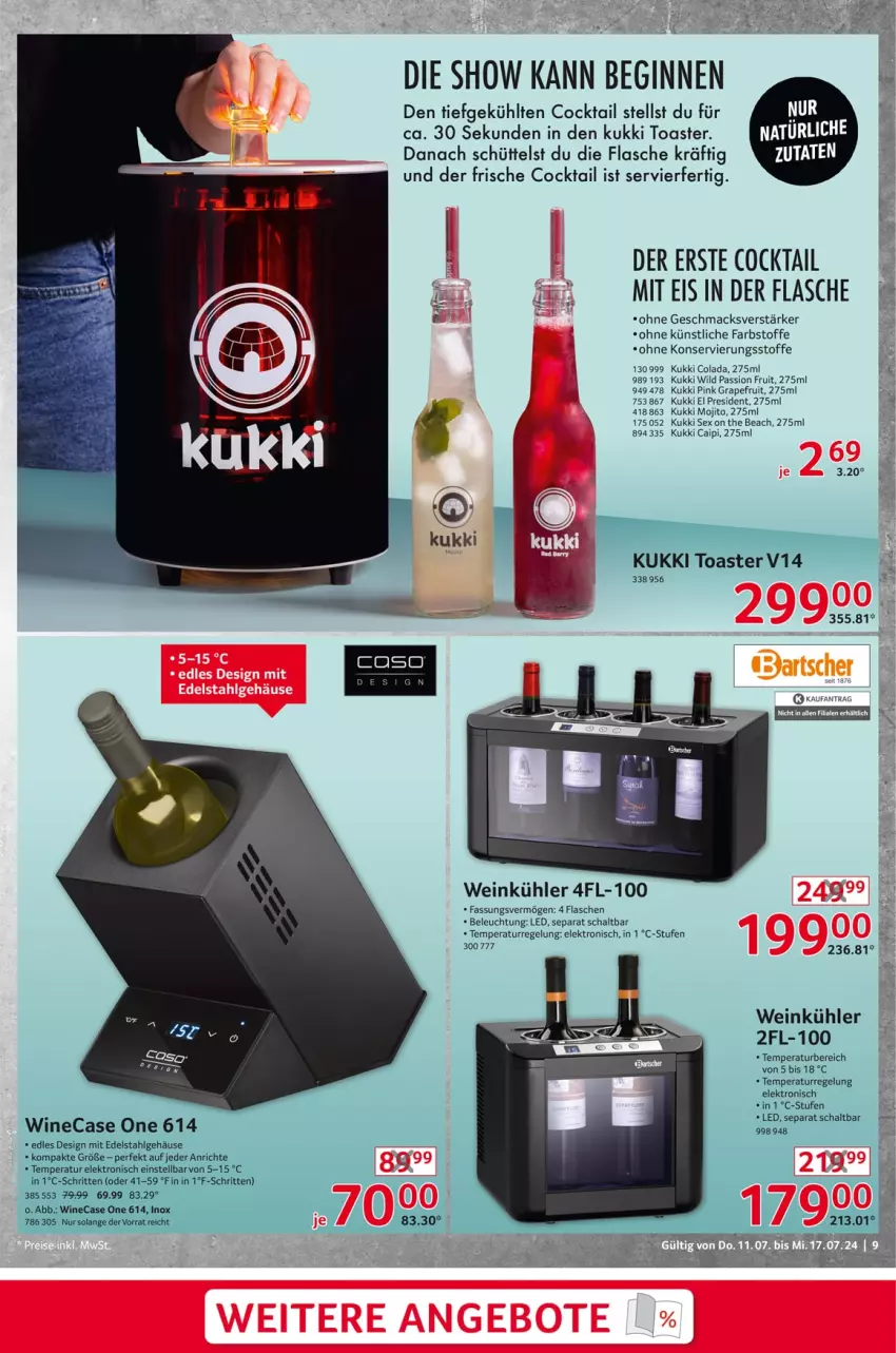 Aktueller Prospekt Selgros - Non Food - von 11.07 bis 17.07.2024 - strona 9 - produkty: Anrichte, beleuchtung, cocktail, cola, edelstahl, eis, Elektro, flasche, gin, grapefruit, LG, mac, mojito, Schal, Ti, toast, toaster, wein, Wild