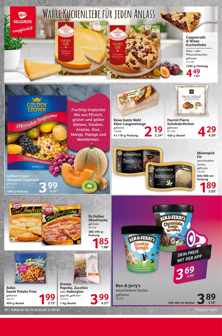 Aktueller Prospekt Selgros - Food - von 15.05 bis 21.05.2025 - strona 10 - produkty: aubergine, Becher, beutel, brötchen, cola, coppenrath, gin, grill, Käse, kuchen, kuchenliebe, Laugenstange, mövenpick, Ofen, paprika, pflaume, pflaumen, rewe beste wahl, schoko, Schokobrötchen, tee, Ti, vanille, zucchini