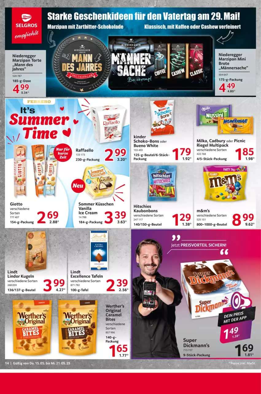 Aktueller Prospekt Selgros - Food - von 15.05 bis 21.05.2025 - strona 14 - produkty: beutel, bonbons, Egger, elle, gin, giotto, kaffee, Kinder, Kugel, lindor, lindt, marzipan, milka, raffaello, riegel, sac, schoko, schoko-bons, schokolade, tee, Ti, torte