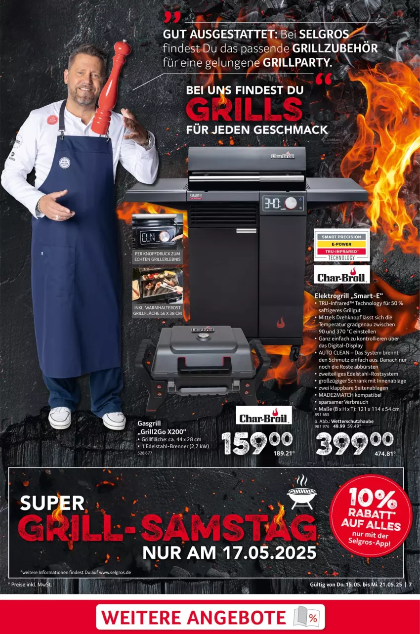 Aktueller Prospekt Selgros - Food - von 15.05 bis 21.05.2025 - strona 7 - produkty: angebot, angebote, auto, bürste, bürsten, char-broil, edelstahl, eis, Elektro, elle, gasgrill, grill, grillfläche, HP, LG, Rauch, saft, Ti, trolli