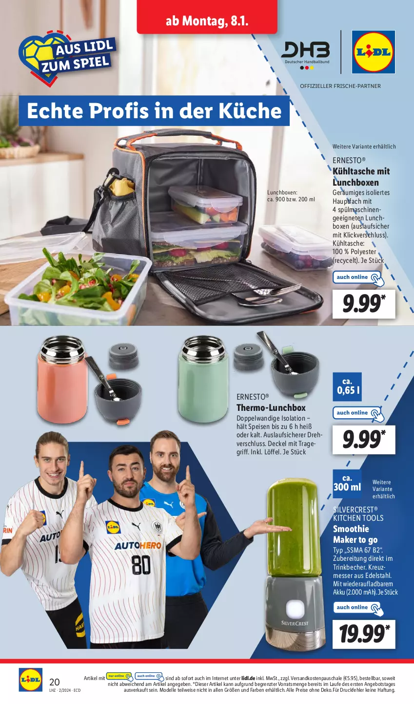 Aktueller Prospekt Lidl - Aktionsprospekt - von 08.01 bis 13.01.2024 - strona 26 - produkty: akku, angebot, Becher, decke, Deckel, dell, edelstahl, eis, elle, ernesto, küche, kühltasche, Löffel, lunchbox, messer, Mode, ndk, reis, Ria, Schal, Schale, silvercrest, smoothie, spülmaschinen, Tasche, Ti, tragegriff, trinkbecher, ZTE