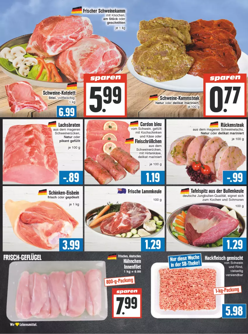 Aktueller Prospekt E Center - Angebote der Woche - von 18.09 bis 23.09.2023 - strona 2 - produkty: cordon bleu, eis, fleisch, hirtenkäse, jungbullen, Käse, kochschinken, kotelett, lachs, lebensmittel, natur, rind, Rückensteak, rwe, schinken, schnitten, schwein, schwein und rind, schweine, Schweinelachs, schweinerücken, steak, tafelspitz, Ti, wein, weine