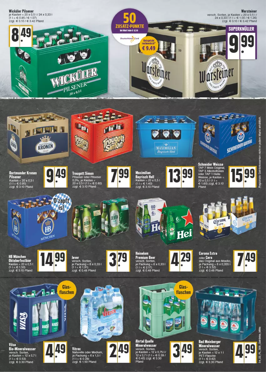 Aktueller Prospekt E Center - Angebote der Woche - von 22.08 bis 27.08.2022 - strona 9 - produkty: alkohol, Alwa, Bad, Berger, bett, bio, corona, corona extra, eis, elle, flasche, getränk, getränke, gin, heineken, mineralwasser, natur, pet-flasche, pils, pilsener, rel, steiner, Ti, Tiere, warsteiner, wasser, WICK