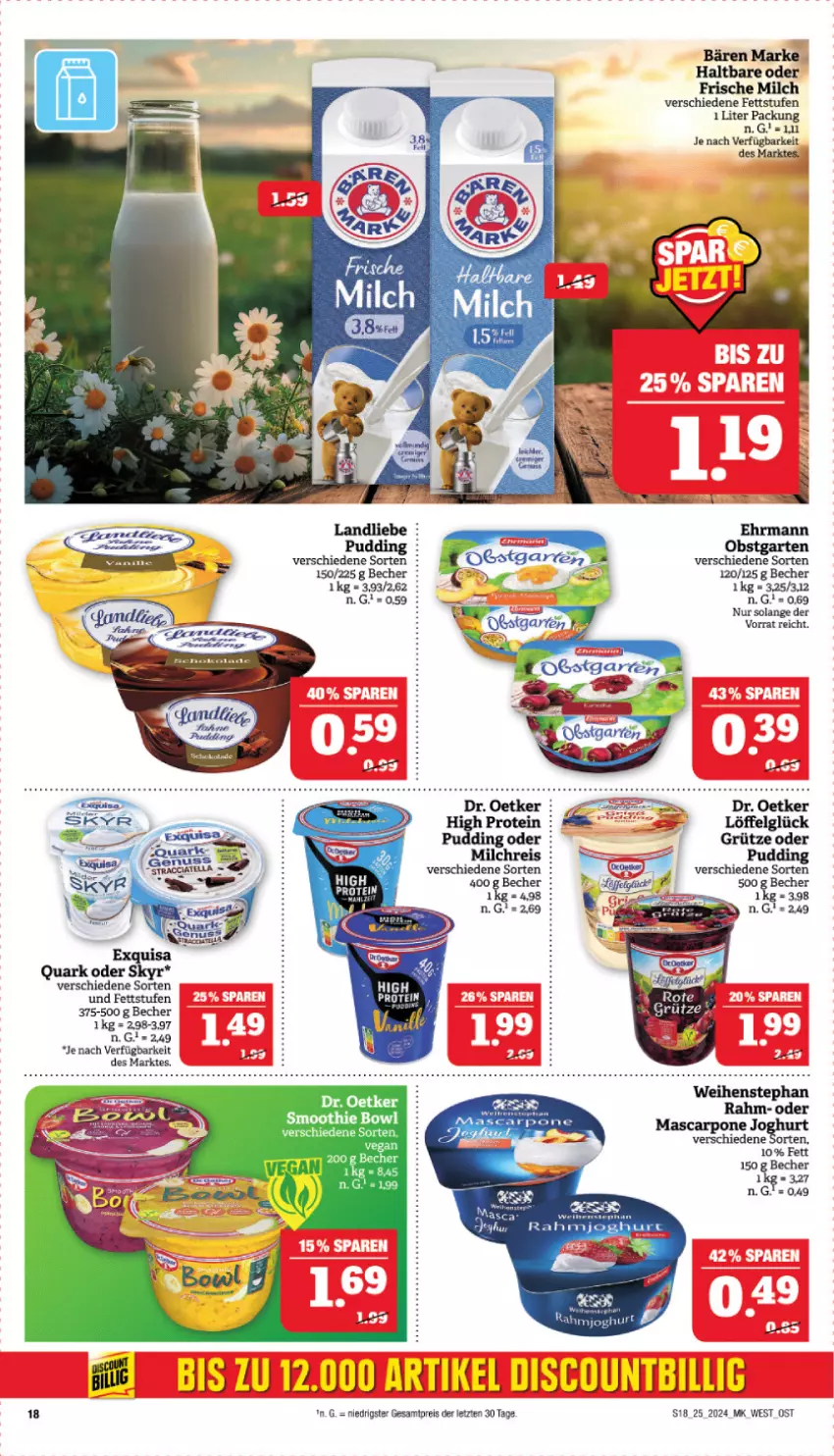 Aktueller Prospekt Marktkauf - Prospekt - von 16.06 bis 22.06.2024 - strona 18 - produkty: Becher, Dr. Oetker, eis, frische milch, grütze, joghur, joghurt, landliebe, mascarpone, milch, milchreis, pudding, reis, smoothie, weihenstephan, ZTE