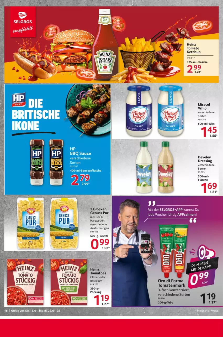 Aktueller Prospekt Selgros - Food - von 16.01 bis 22.01.2025 - strona 16 - produkty: basilikum, beutel, eier, flasche, hartweizen, heinz, HP, joghur, joghurt, ketchup, miracel, nuss, oro di parma, sauce, spee, Ti, tomate, tomaten, tomatenmark, wein