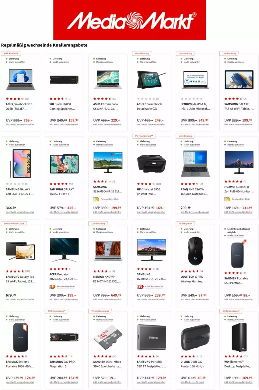 Aktueller Prospekt Media Markt - Prospekte - von 28.06 bis 05.07.2022 - strona 1 - produkty: acer, angebot, angebote, asus, festplatte, HP, huawei, lack, latte, lays, lenovo, logitech, mac, medion, Medion Akoya, monitor, ndk, notebook, office, OfficeJet, PlayStation, PlayStation 5, rel, Router, Samsung, samsung galaxy, sandisk, speicherkarte, ssd, tablet, Ti, uhr, versandkostenfrei, VivoBook