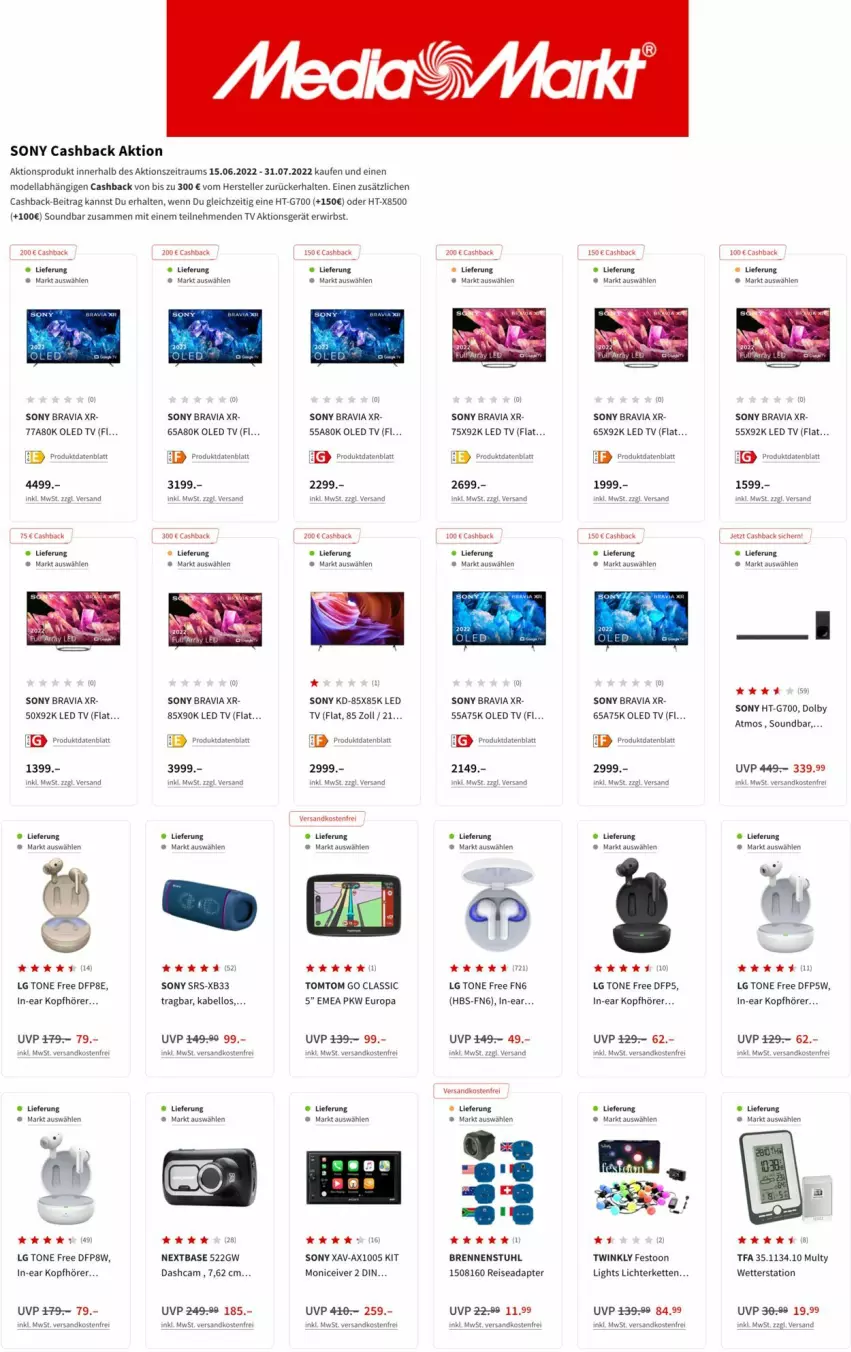 Aktueller Prospekt Media Markt - Prospekte - von 28.06 bis 05.07.2022 - strona 3 - produkty: adapter, Dashcam, dell, eis, elle, In-Ear Kopfhörer, Kette, kopfhörer, led tv, LG, lichterkette, Mode, ndk, oled tv, reis, sony, soundbar, stuhl, teller, Ti, tomtom, Wetterstation