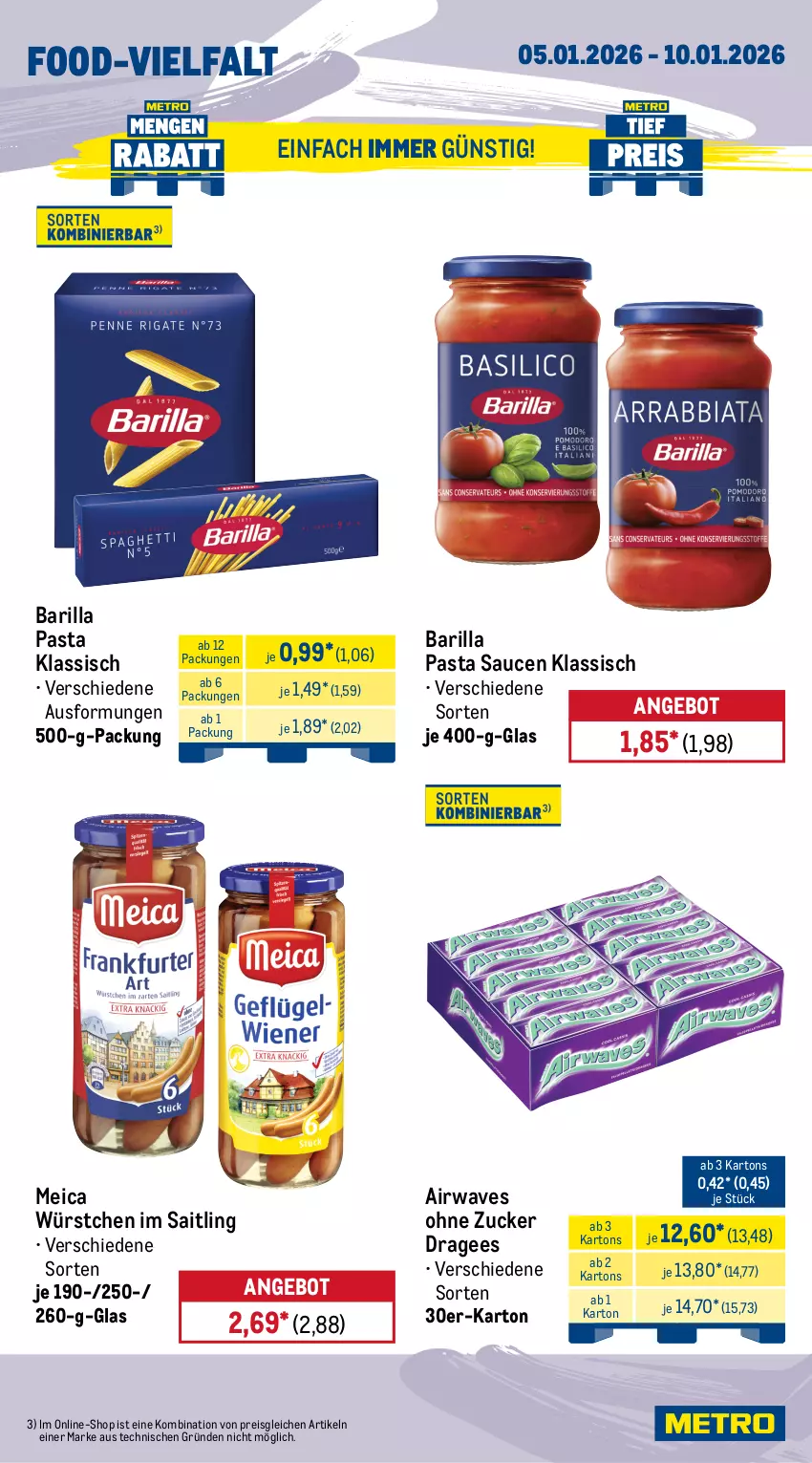 Aktueller Prospekt Metro - Wochen-Angebote - von 05.01 bis 10.01.2026 - strona 13 - produkty: angebot, bacon, barilla, beutel, bratwurst, eis, erbsen, Frische Pasta, mam, meica, pasta, Pasta Sauce, reis, sauce, saucen, schnitten, Ti, tulip, wurst, würstchen, zucker