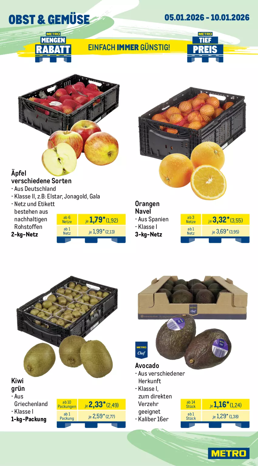 Aktueller Prospekt Metro - Wochen-Angebote - von 05.01 bis 10.01.2026 - strona 8 - produkty: angebot, avocado, beutel, bsf, eis, fisch, fische, Fischer, fischstäbchen, fleisch, frischfisch, garnelen, kiwi, Krebs, lachs, Metro, obst, orange, orangen, Räucherlachs, reis, Schal, Schale, Schere, Ti, tiefpreis