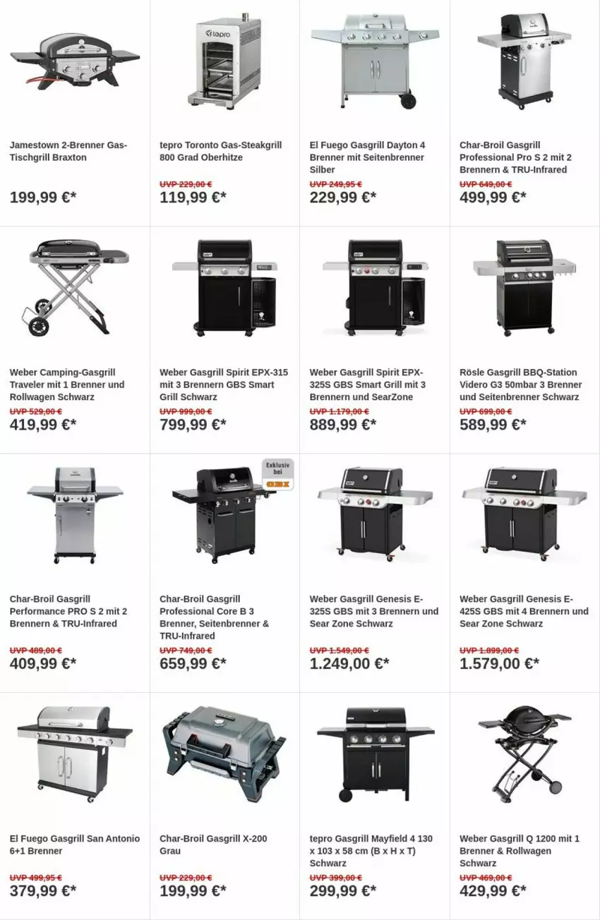 Aktueller Prospekt Obi - Prospekte - von 31.10 bis 08.11.2023 - strona 5 - produkty: char-broil, gasgrill, grill, rösle, steak, tepro, Ti, tisch, tischgrill, weber