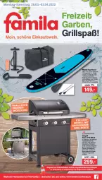Gazetka promocyjna Famila - Prospekte - Gazetka - ważna od 02.04 do 02.04.2022 - strona 1 - produkty: angebot, Aufkleber, Bau, decke, Deckel, edelstahl, eis, elle, Garten, gasgrill, grill, grillrost, kleber, reis, Schal, Schale, Tasche, teller, Ti