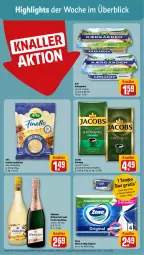 Gazetka promocyjna Rewe - Prospekte - Gazetka - ważna od 20.01 do 20.01.2024 - strona 2 - produkty: arla, Becher, bohne, bohnen, bohnenkaffee, brillant sekt, finello, frucht, gemahlener bohnenkaffee, gin, jacobs, jacobs krönung, kaffee, Käse, Reibekäse, sekt, söhnlein, söhnlein brillant, Tempo, Ti, zewa