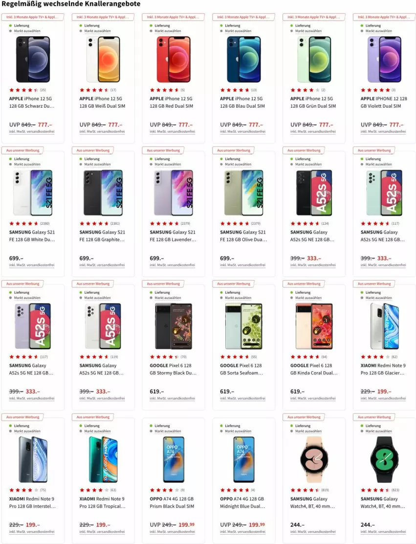 Aktueller Prospekt Media Markt - Prospekte - von 17.02 bis 23.02.2022 - strona 5 - produkty: angebot, angebote, Apple, apple iphone, Coral, Dual SIM, iphone, IPhone 12, lack, ndk, olive, Oppo, Samsung, samsung galaxy, Samsung Galaxy A, samsung galaxy watch, sim, uhr, versandkostenfrei