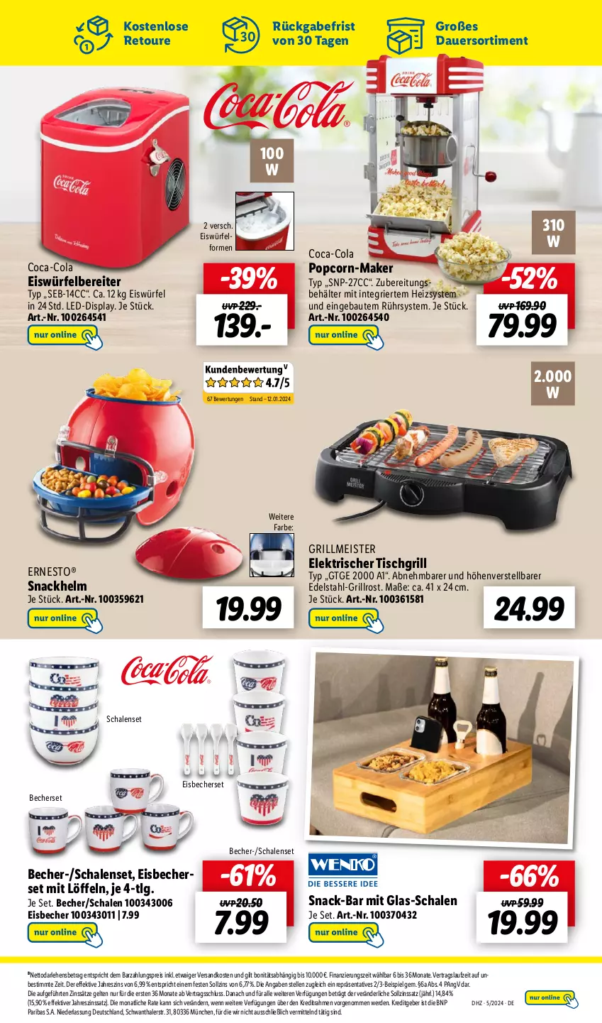 Aktueller Prospekt Lidl - Wochen-Highlights im Onlineshop - von 29.01 bis 04.02.2024 - strona 5 - produkty: auer, Bau, Becher, Behälter, coca-cola, cola, edelstahl, eis, eisbecher, eiswürfel, eiswürfelbereiter, elle, erde, ernesto, grill, grillrost, LG, Löffel, Meister, ndk, popcorn, reis, Schal, Schale, snack, Ti, tisch, tischgrill, würfel