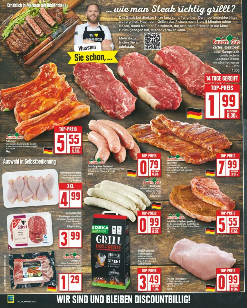 Aktueller Prospekt Edeka - Prospekte - von 18.05 bis 25.05.2024 - strona 4 - produkty: auer, Bau, Bauer, discount, eis, ente, fleisch, grill, nuss, oder rumpsteak, reis, rum, rumpsteak, saft, steak, Ti, top-preis