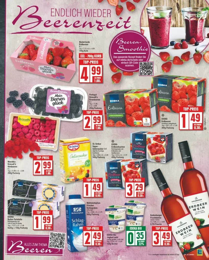 Aktueller Prospekt Edeka - Prospekte - von 18.05 bis 25.05.2024 - strona 9 - produkty: Becher, beere, beeren, burger, creme, deka, Dr. Oetker, elle, erdbeere, erdbeeren, flasche, frucht, himbeer, himbeere, himbeeren, katlenburger, kuchen, uhr, wein, weine