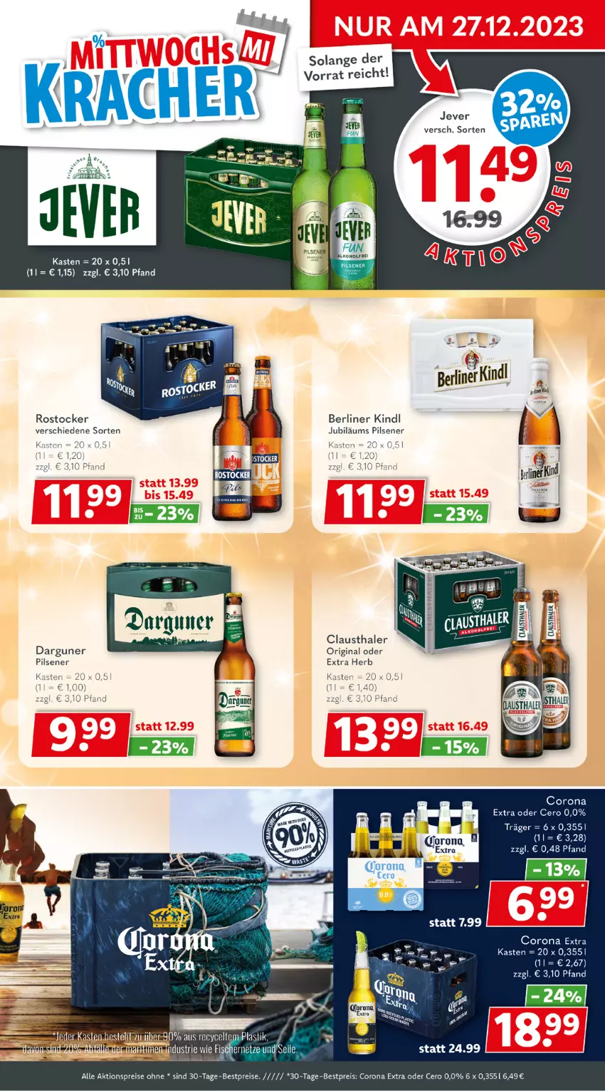 Aktueller Prospekt Getraenkeland - von 27.12.2023 bis 06.01.2024 - strona 2 - produkty: aktionspreis, aust, berliner, berliner kindl, bestpreis, bestpreise, clausthaler, corona, corona extra, eis, gin, Jubiläums, pils, pilsener, reis, Rostocker, Ti