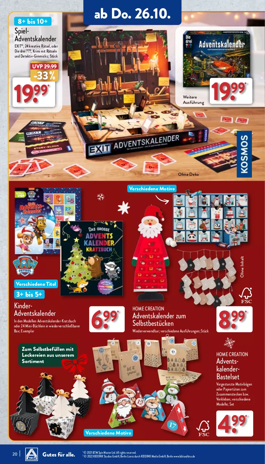 Aktueller Prospekt Aldi Nord - Von Montag - von 23.10 bis 28.10.2023 - strona 20 - produkty: Adventskalender, buch, dell, elle, Kinder, Mode, papier, Papiertüte, rwe, Ti, Tüte, ZTE