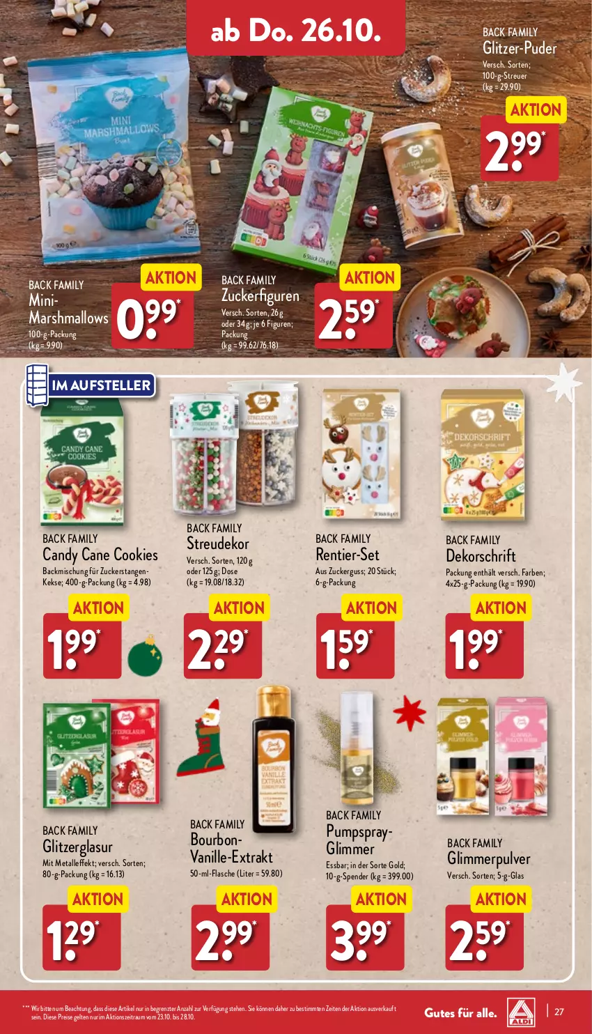 Aktueller Prospekt Aldi Nord - Von Montag - von 23.10 bis 28.10.2023 - strona 27 - produkty: backmischung, bourbon, bourbonvanille, cookie, cookies, eis, elle, flasche, keks, kekse, mars, reis, teller, Ti, vanille, ZTE, zucker