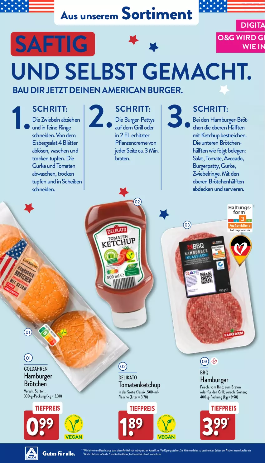 Aktueller Prospekt Aldi Nord - Von Montag - von 23.10 bis 28.10.2023 - strona 40 - produkty: avocado, Bau, braten, brötchen, burger, creme, decke, eis, eisbergsalat, ente, flasche, grill, gurke, hamburger, hamburger brötchen, ketchup, LG, mac, pflanze, pflanzen, pflanzencreme, reis, rind, ring, saft, salat, Ti, tiefpreis, tomate, tomaten, tomatenketchup, ZTE, zwiebel, zwiebeln