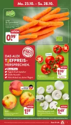 Gazetka promocyjna Aldi Nord - Von Montag - Gazetka - ważna od 28.10 do 28.10.2023 - strona 3 - produkty: aldi, angebot, beutel, bio, champignon, champignons, eis, möhren, reis, rispentomaten, Schal, Schale, speisemöhren, Ti, tomate, tomaten, trolli, ZTE