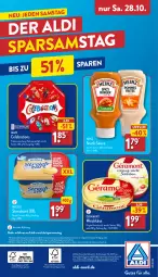 Gazetka promocyjna Aldi Nord - Von Montag - Gazetka - ważna od 28.10 do 28.10.2023 - strona 45 - produkty: aldi, auto, elle, flasche, géramont, gin, heinz, Käse, magazin, mars, meggle, papier, pralinen, sauce, snack, Streichzart, telefon, teller, Ti, weichkäse, ZTE