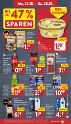 Gazetka promocyjna Aldi Nord - Von Montag - Gazetka - ważna od 28.10 do 28.10.2023 - strona 7 - produkty: Alwa, Always, amaro, asti, aus der tiefkühlung, body, body lotion, body milk, coca-cola, cola, cremissimo, duschgel, eis, elle, erfrischungsgetränk, fanta, flasche, frucht, fruchtsaft, getränk, gin, Happy Day, knacker, langnese, langnese cremissimo, Lotion, Mett, mettwurst, Mezzo Mix, mondamin, nivea, paprika, pool, primitivo, rasierer, reis, rotwein, saft, schinken, sim, slip, slipeinlagen, Soße, sprite, teller, Ti, wein, wilkinson, wurst, ZTE, zucker