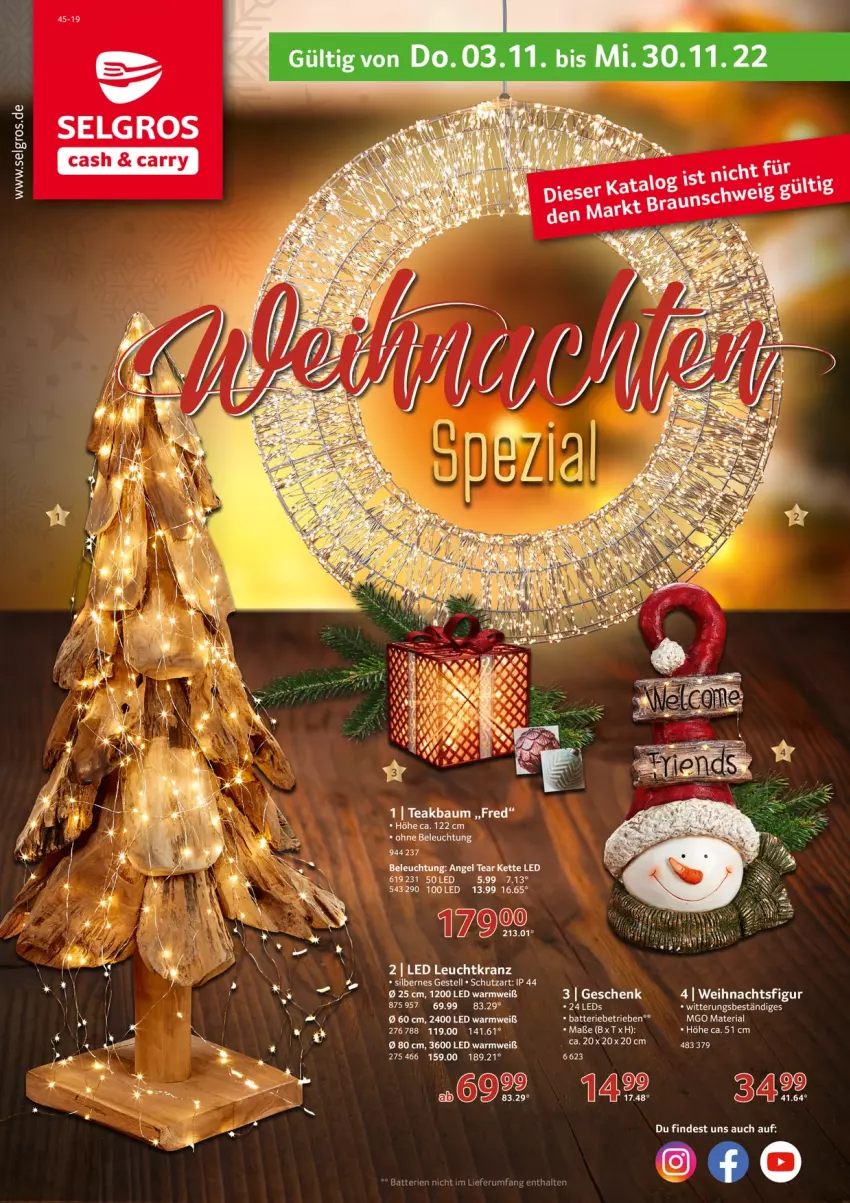 Aktueller Prospekt Selgros - Weihnachten Spezial - von 03.11 bis 30.11.2022 - strona 1 - produkty: batterie, batterien, Bau, bett, elle, Kette, Kranz, LG, Ria, rum, tee, Ti, Weihnachtsfigur