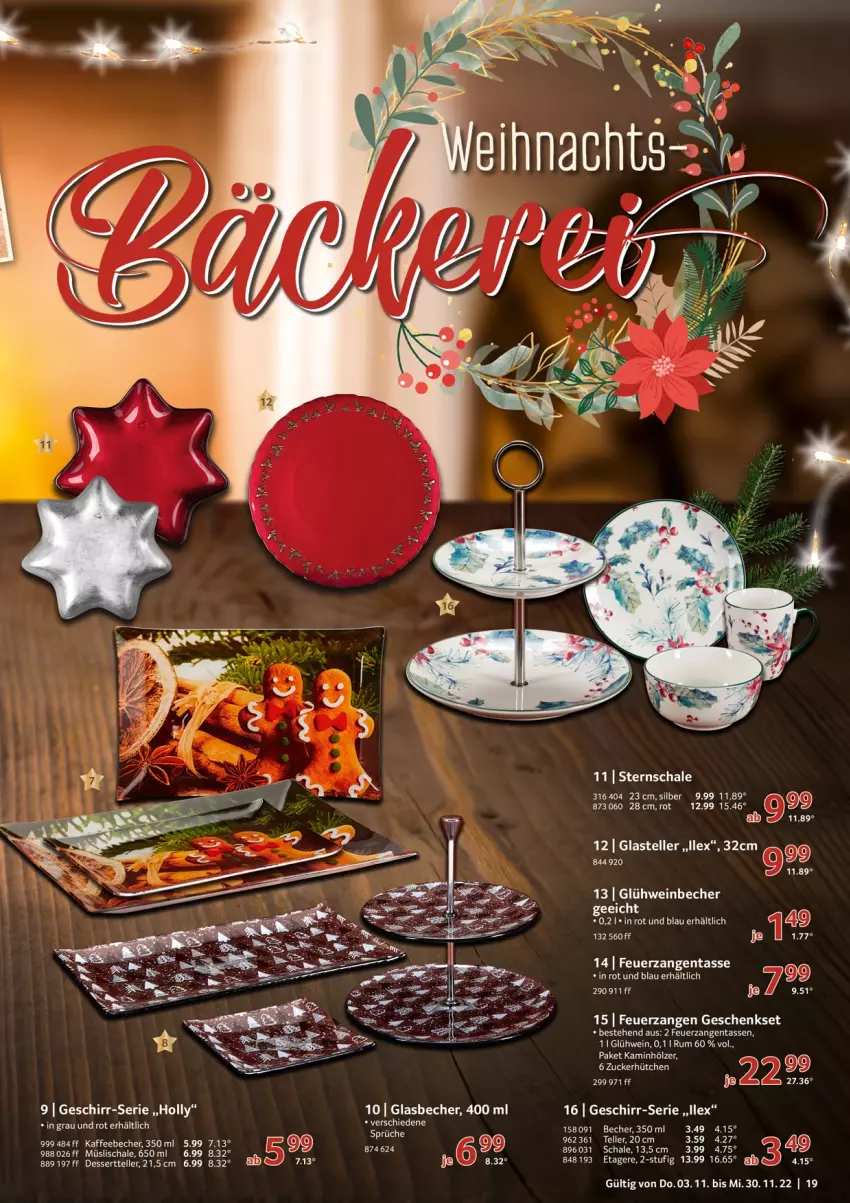 Aktueller Prospekt Selgros - Weihnachten Spezial - von 03.11 bis 30.11.2022 - strona 19 - produkty: Becher, dessert, Dessertteller, elle, Etagere, geschenkset, geschirr, Glasbecher, Glühwein, kaffee, kaffeebecher, Kamin, LG, müsli, Müslischale, rum, Schal, Schale, tasse, teller, Ti, wein, Zangen, zucker