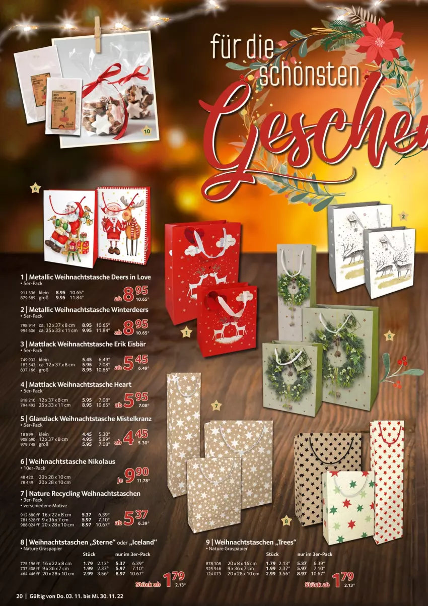 Aktueller Prospekt Selgros - Weihnachten Spezial - von 03.11 bis 30.11.2022 - strona 20 - produkty: Clin, eier, eis, Elan, erde, Kranz, lack, natur, papier, Tasche, taschen, Ti