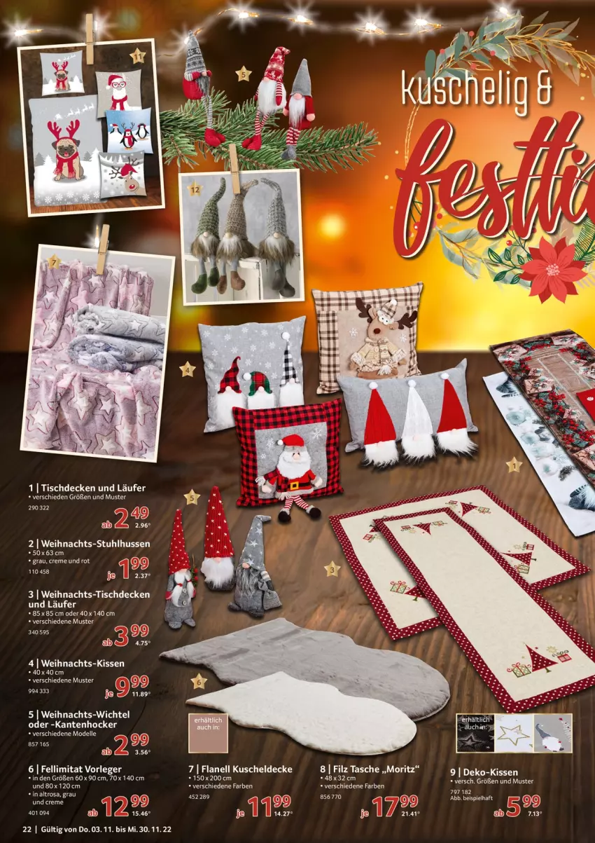 Aktueller Prospekt Selgros - Weihnachten Spezial - von 03.11 bis 30.11.2022 - strona 22 - produkty: creme, decke, dell, eis, elle, hocker, Kantenhocker, kissen, kuscheldecke, Läufer, Mode, rel, stuhl, Tasche, Ti, tisch, tischdecke, Wichtel