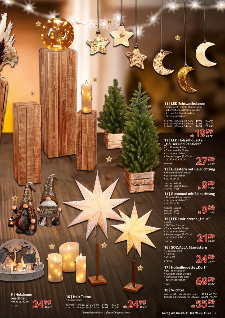 Aktueller Prospekt Selgros - Weihnachten Spezial - von 03.11 bis 30.11.2022 - strona 3 - produkty: batterie, batterien, beleuchtung, braun, creme, Draht, eis, ente, Holz, Holzlaterne, kerze, lamm, laterne, LG, rum, Ti, Tiere, timer, WICK