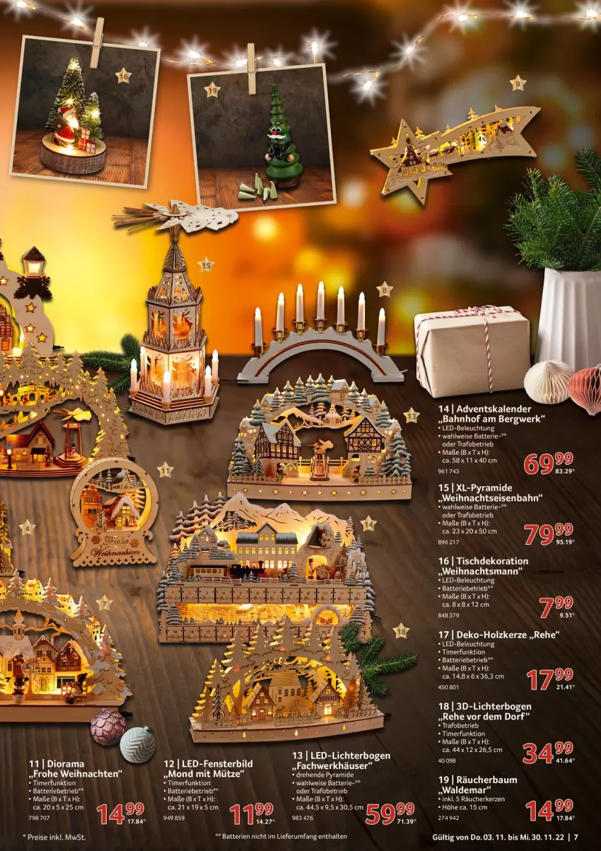 Aktueller Prospekt Selgros - Weihnachten Spezial - von 03.11 bis 30.11.2022 - strona 7 - produkty: Adventskalender, Bad, batterie, Bau, beleuchtung, bett, eis, Eisenbahn, kerze, led-beleuchtung, led-licht, Mütze, tee, Ti, timer, weihnachten